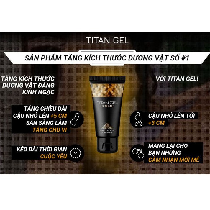 Tăng Kích Thước Dương Vật Không Giới Hạn -Gel Dưỡng Ẩm Titan Gold (50ml) Xuất Xứ Nga Chính Hãng.