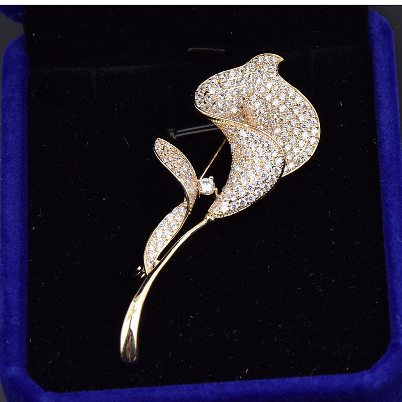 Ghim Cài Áo Hình Hoa Tulip Đính Đá Nhân Tạo Thời Trang Cho Nữ