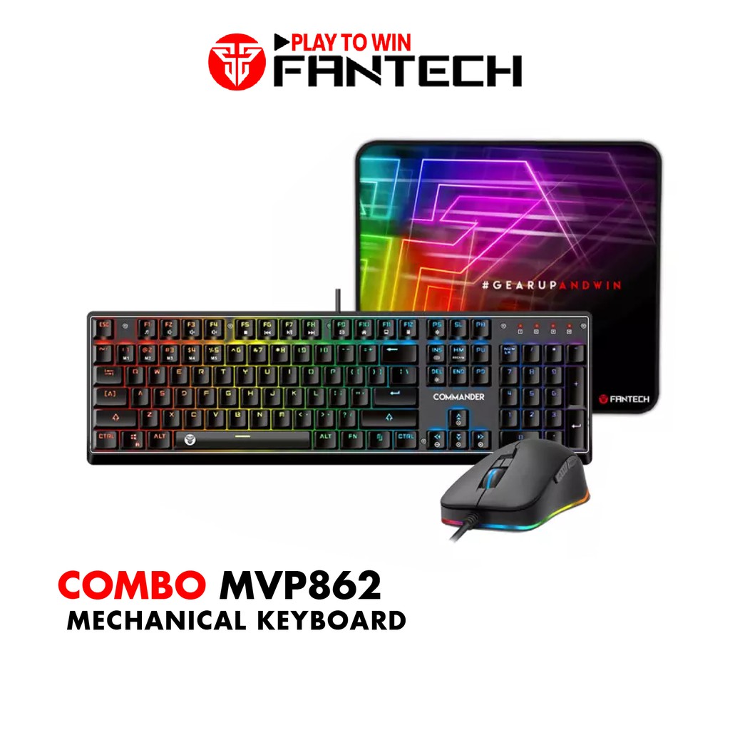 Combo FANTECH Fullset Phím Cơ + Chuột RGB MVP862 Commander + Lót Chuột MP25/MP80/MP292/MP902 - CBO MVP862 + MP