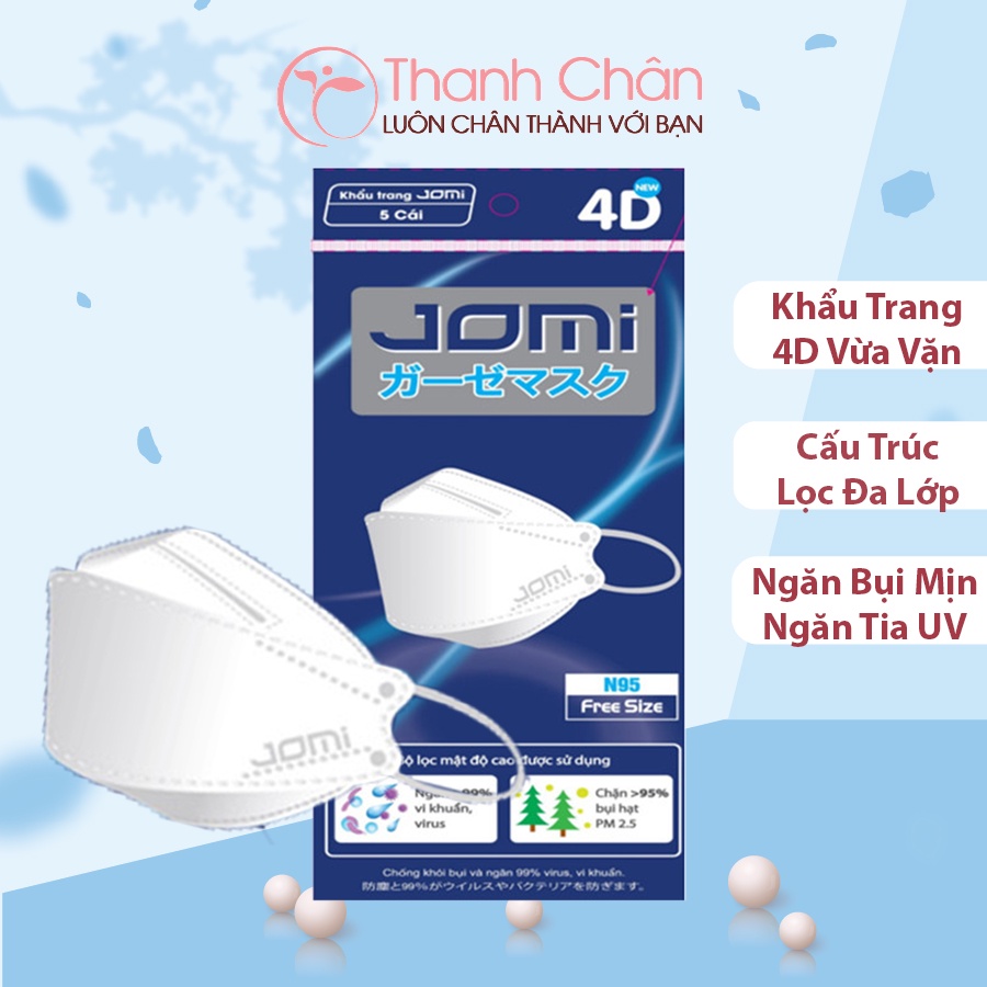 [Túi 5 Cái] Khẩu Trang Ngăn Khói Bụi &amp; Vi Khuẩn 4D Jomi