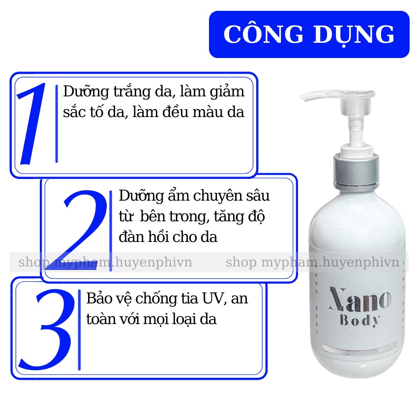 Kem Body Nano Huyền Phi - Dưỡng Da Trắng Mịn Tươi Trẻ, Không Bết Dính, Không Lộ Vân Kem, Thấm Cực Nhanh