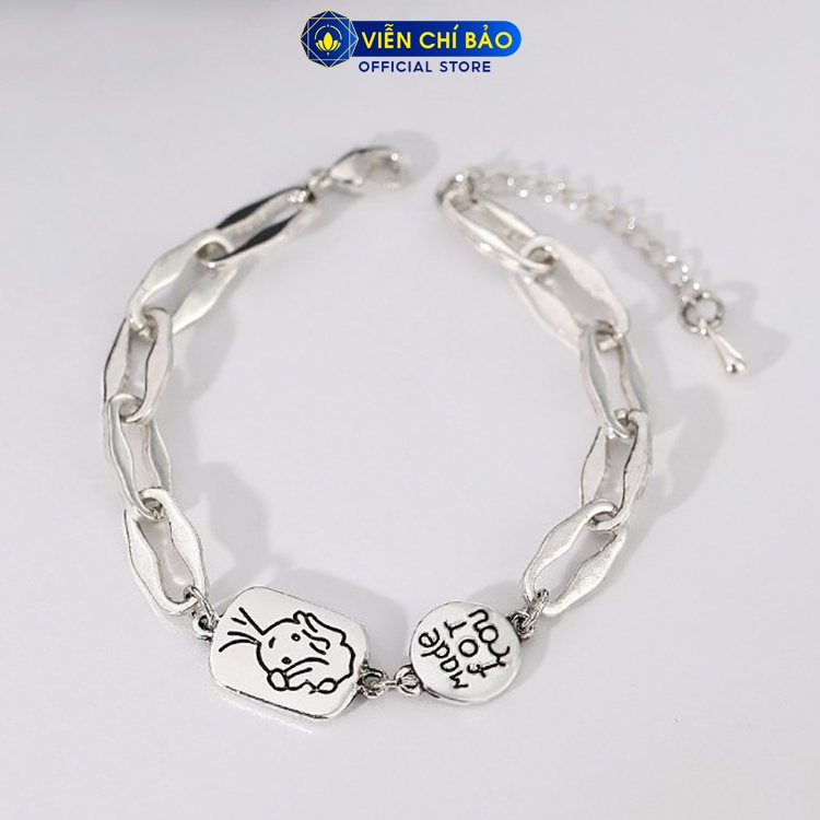 Lắc tay bạc nữ họa tiết Made for you chất liệu bạc Thái S925 trẻ trung cá tính thương hiệu Viễn Chí Bảo L000045