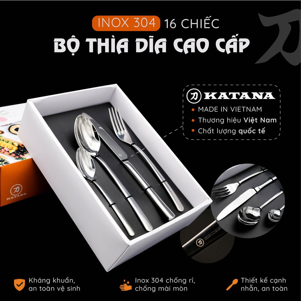 Bộ dao thìa dĩa inox KATANA Tableware KATA400 16 món