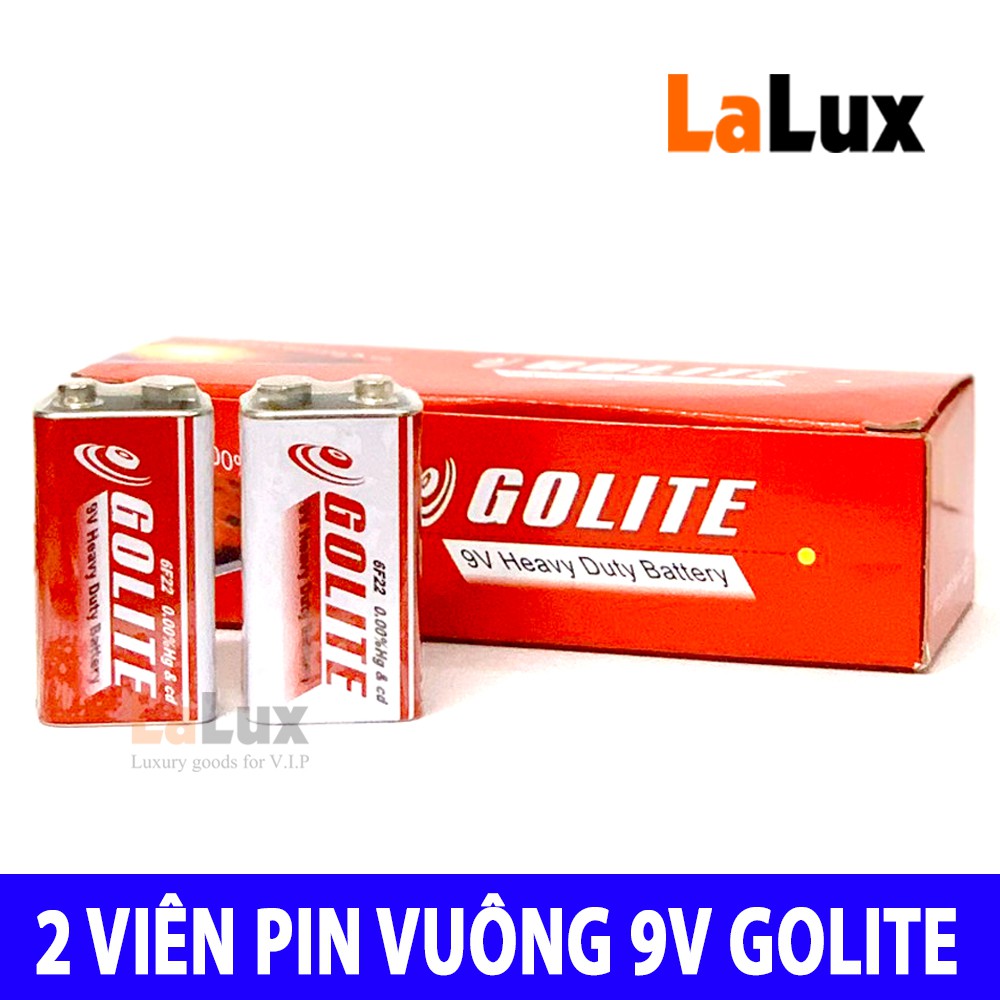 2 Viên Pin Vuông 9V 6F22 - Cục Pin Vuông 9V GOLLTE, Pin Sạc 9V Vuông, Sử Dụng Cho Micro Không Dây, Đèn Pin, Đèn Led,...