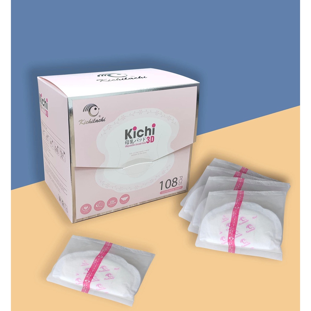Miếng Lót Thấm Sữa Kichilachi Hộp 108 Miếng Dán Thấm Sữa Siêu Mỏng, Siêu Thấm, Chống Tràn