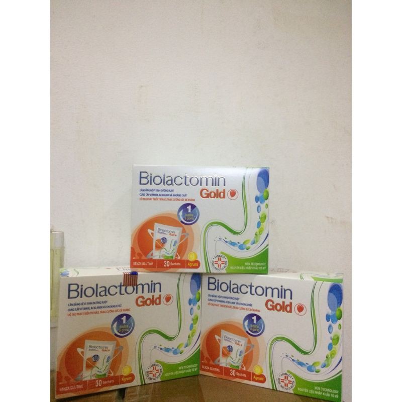 Biolactomin Gold hộp 30 gói - cân bằng hệ vi sinh đường ruột, cung cấp vitamin, khoáng chất