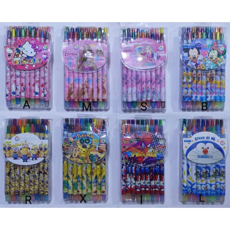 Bút sáp màu vặn tốt, cây dài 12 / 18 / 24 màu