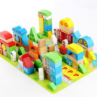 Đồ chơi trẻ em thông minh - Mô hình xếp khối thành phố 100pcs, cho bé thỏa sức sáng tạo