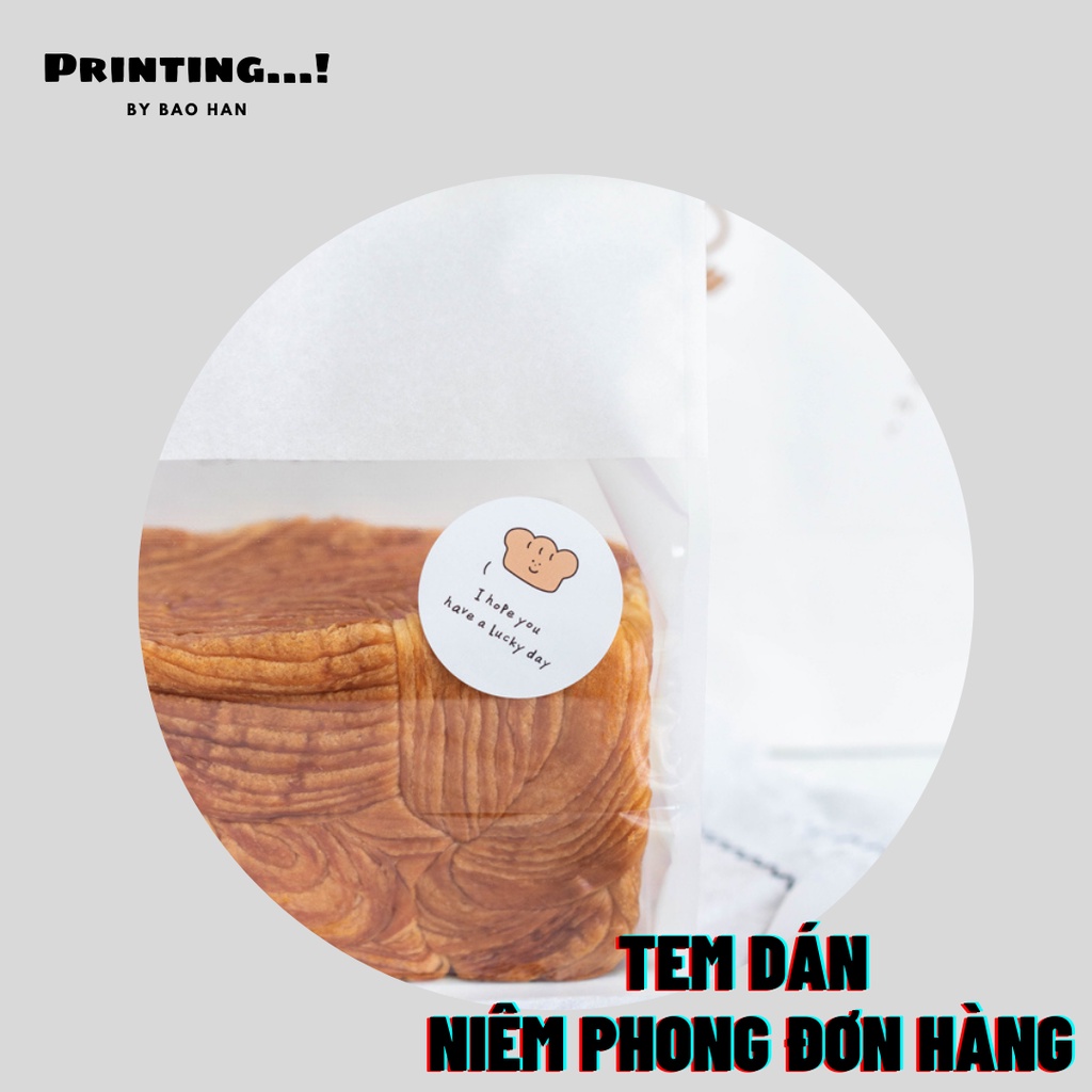 12 tem decal dán niêm phong, cảm ơn dùng để gói đơn hình gấu phong cách hàn quốc dễ thương