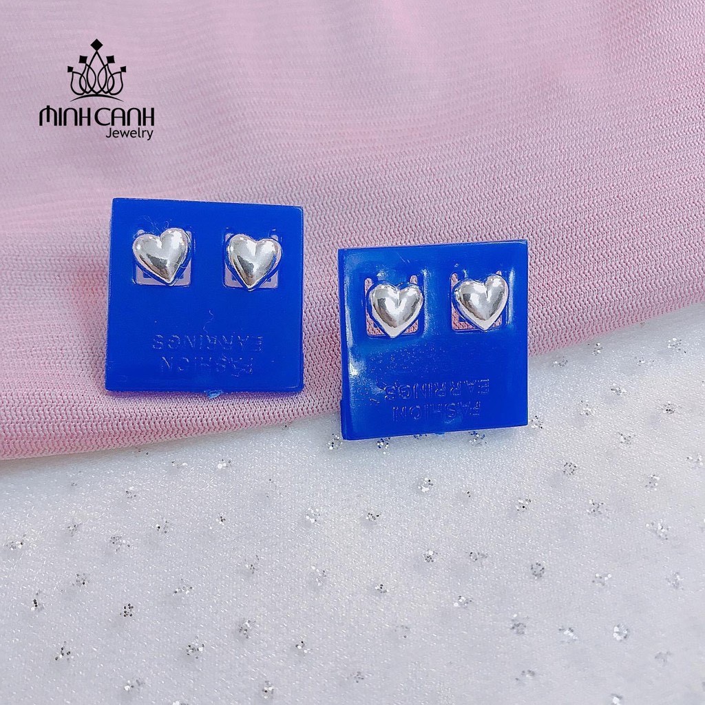 Bông Tai Bạc Trái Tim Phồng 3D Minh Canh Jewelry