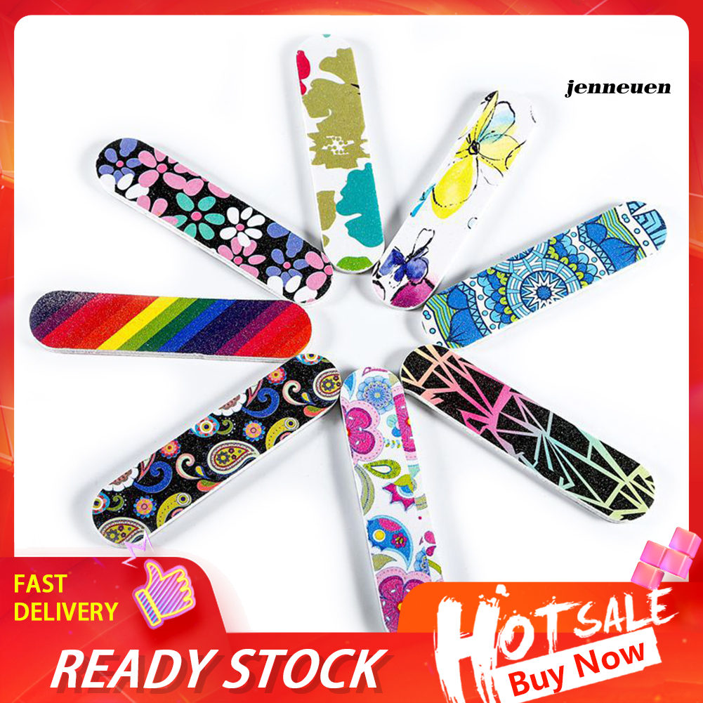 [Hàng mới về] Bộ 10 Cây Dũa Móng Tay Hai Mặt Họa Tiết Hoa Độc Đáo