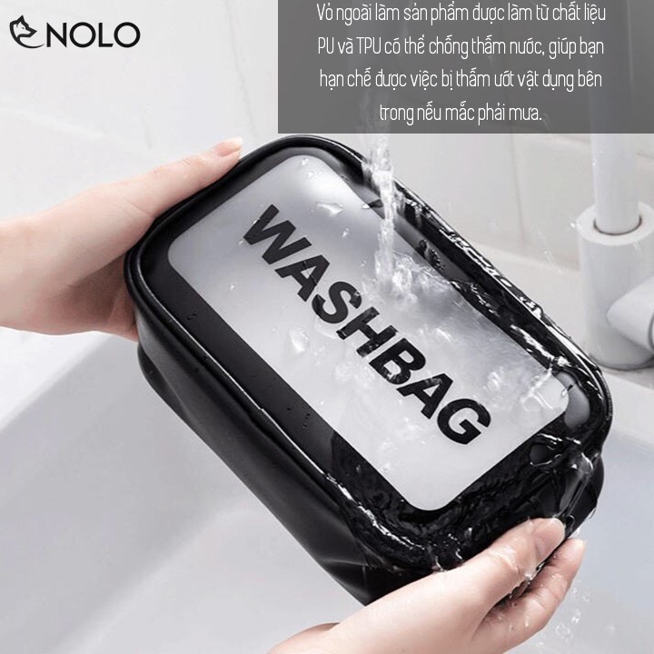 Túi Đựng Mỹ Phẩm Du Lịch Washbag Cỡ Trung Kích Thước 26x10x15cm Chất Liệu PU TPU Chống Thấm