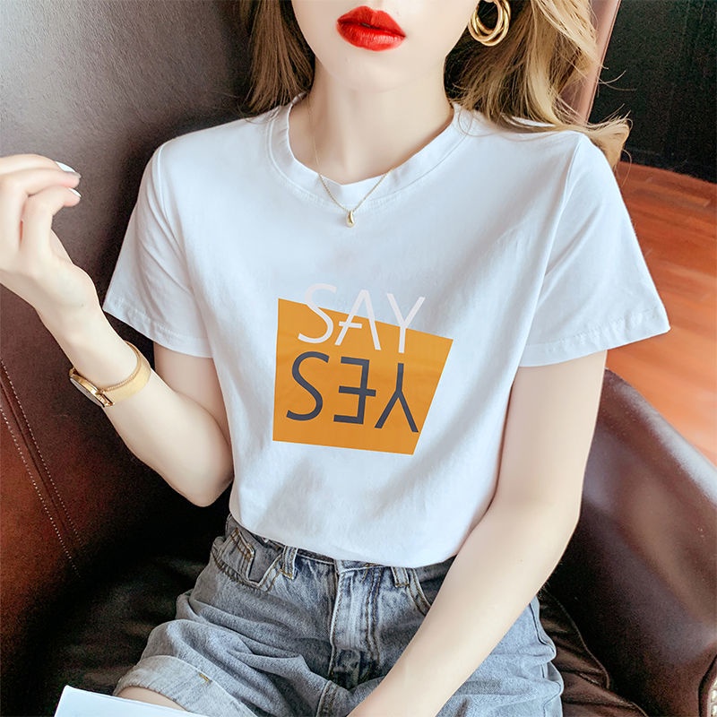 Áo Thun Tay Ngắn In Họa Tiết Xinh Xắn 152412 Áo Thun Cổ Tròn Dáng Rộng Thiết Kế Đơn Giản Thời Trang Mùa Hè