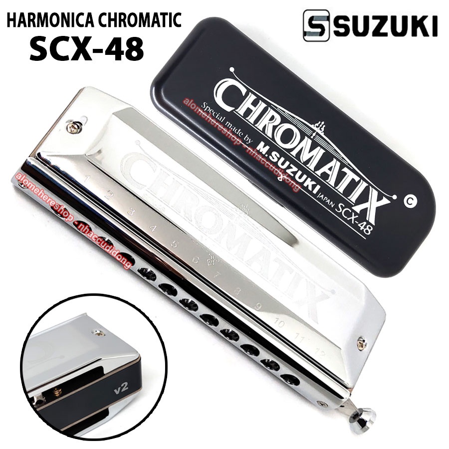 Kèn harmonica chromatic Suzuki SCX-48 V2 12 lỗ Cao Cấp có Clip Thực Tế