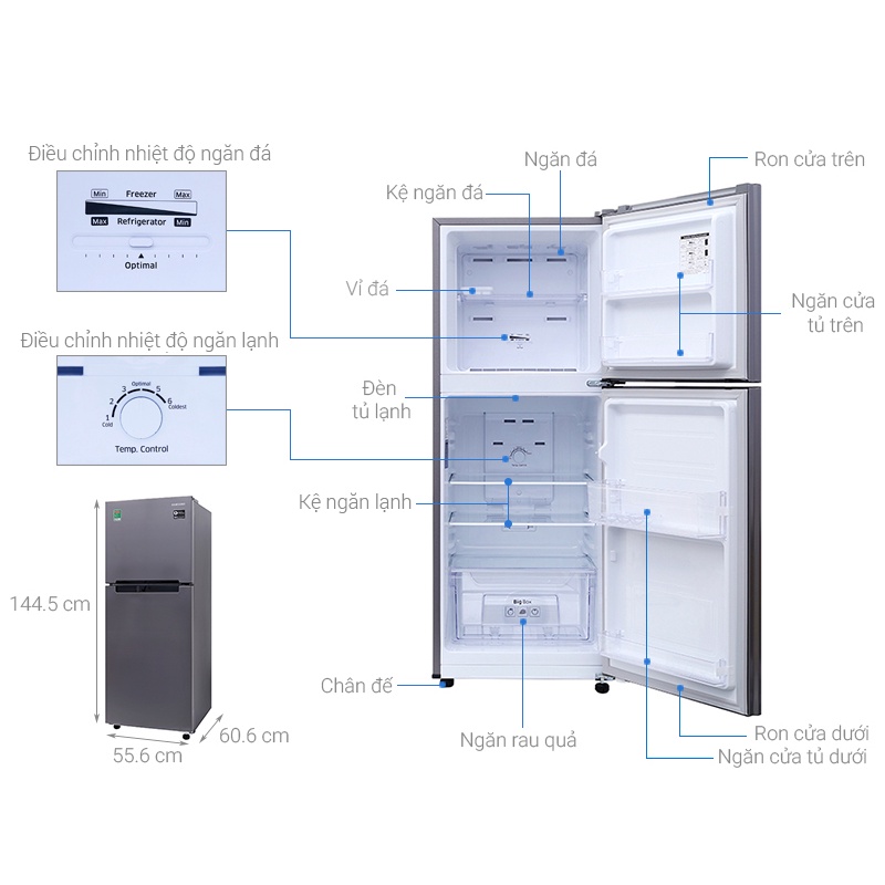 Tủ lạnh Samsung Inverter 208 lít RT19M300BGS/SV