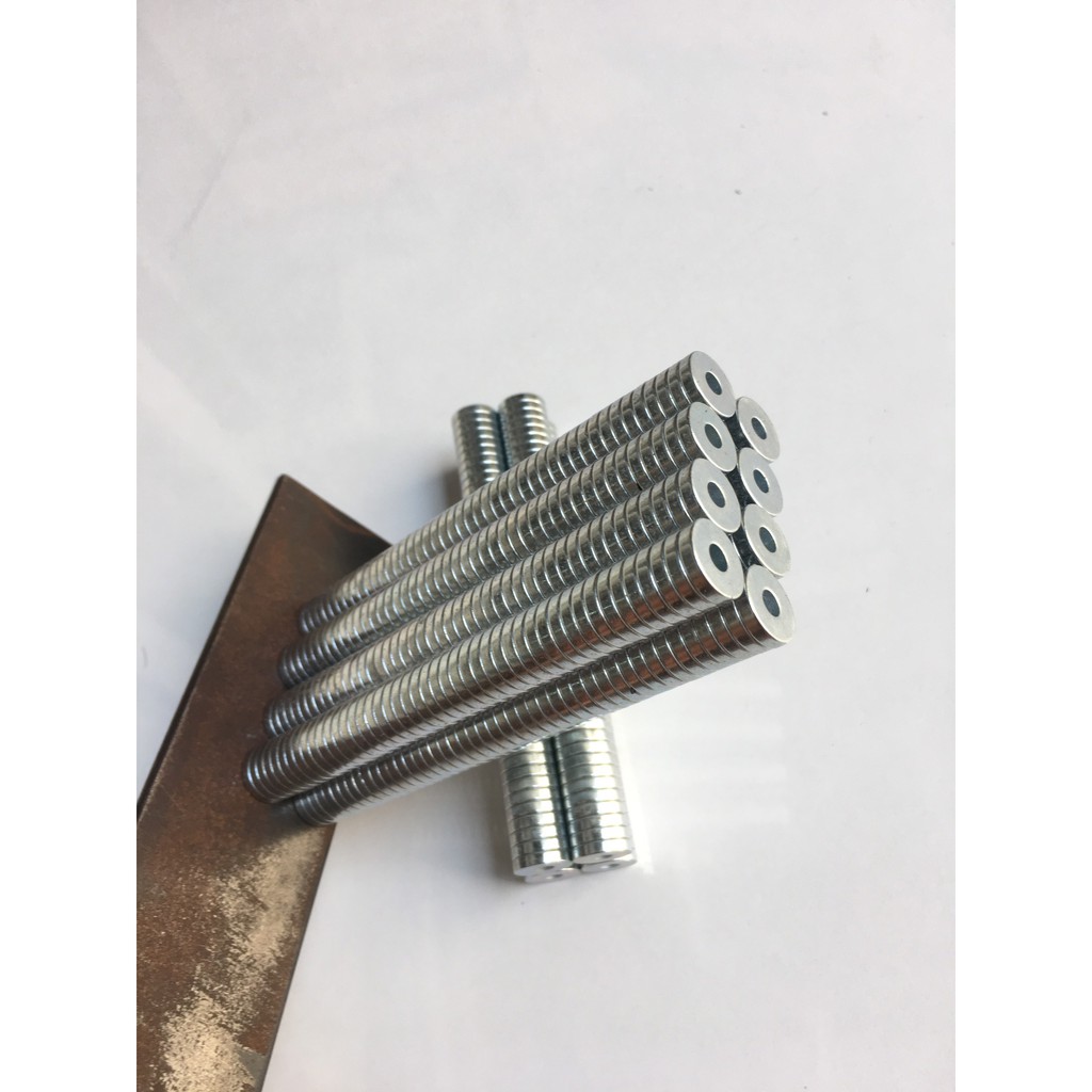 Nam Châm Vĩnh Cửu Cực Mạnh Ø12x2mm Lỗ M4 - Mã N35 Nam Châm Câu Cá Nhựa