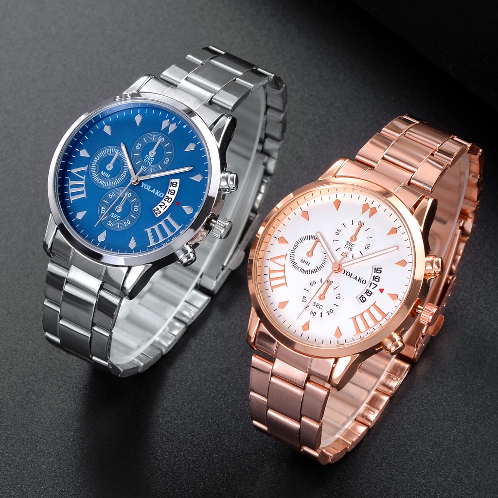 Men Stainless Steel Watch Luxury Calendar Quartz Wrist Watches Business Casual Watch For Man Clock