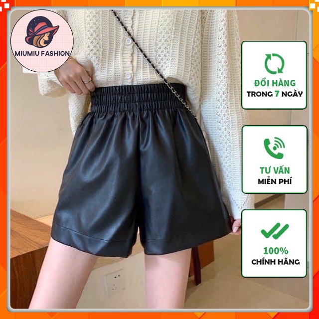 Quần short da cạp chun to dáng xòe hàng cao cấp - Quần sooc nữ thời trang