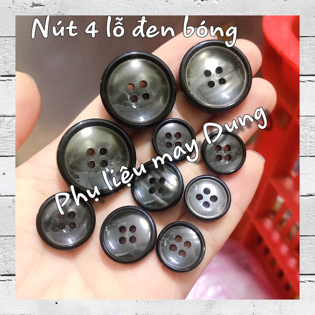 Nút 4 lỗ vest kiểu đen bóng