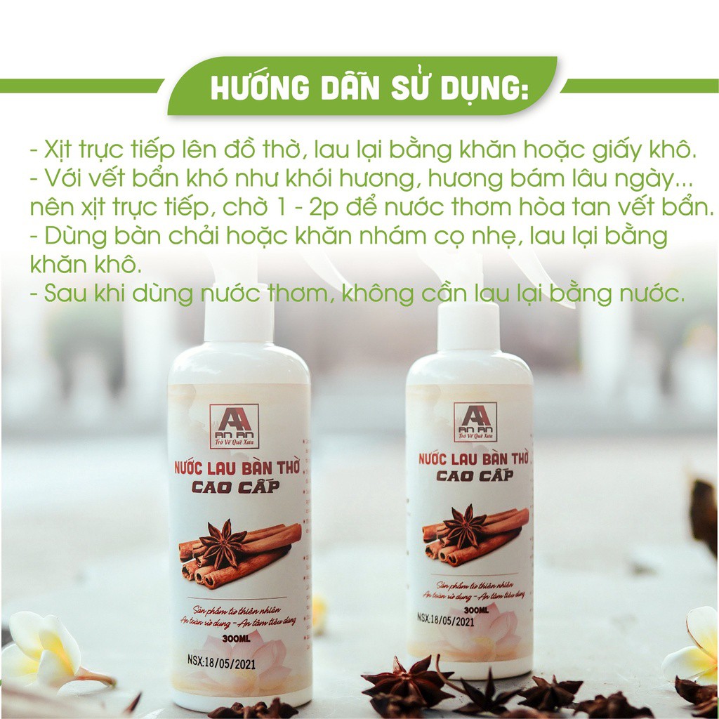 Nước Lau Bàn Thờ Thảo Mộc Hương Quế An An 250ML