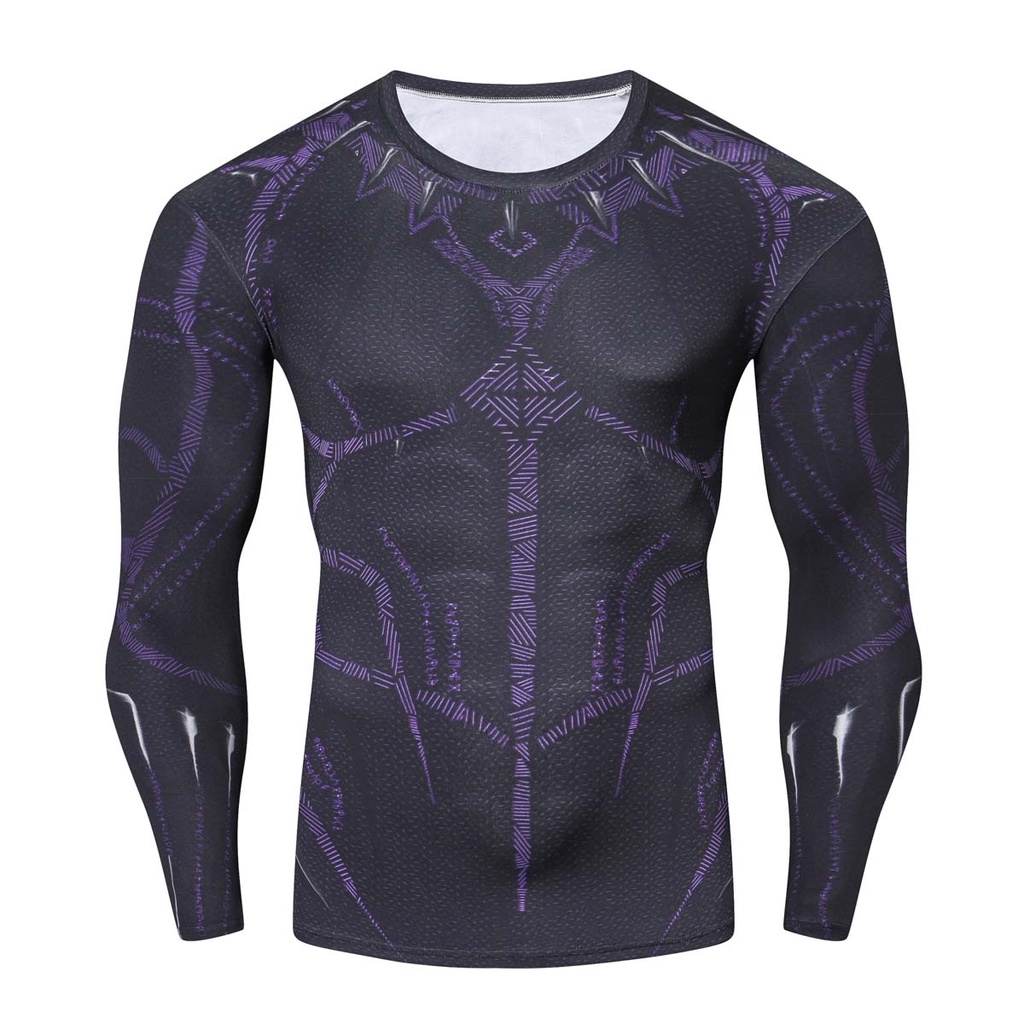 Áo thun HUQISHA tay dài bó sát thiết kế siêu anh hùng dành cho nam