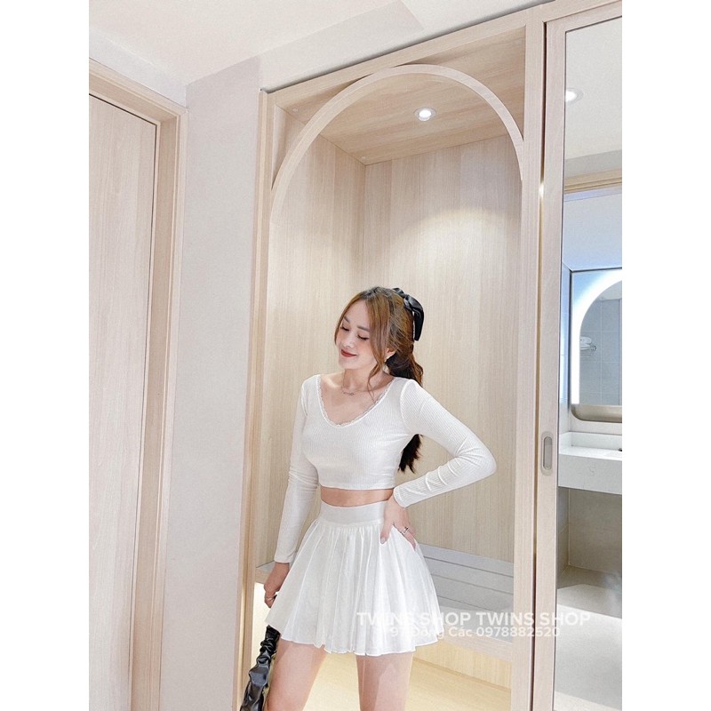 set bộ áo tennis dây lưng và chân váy xoè 2808 sz S