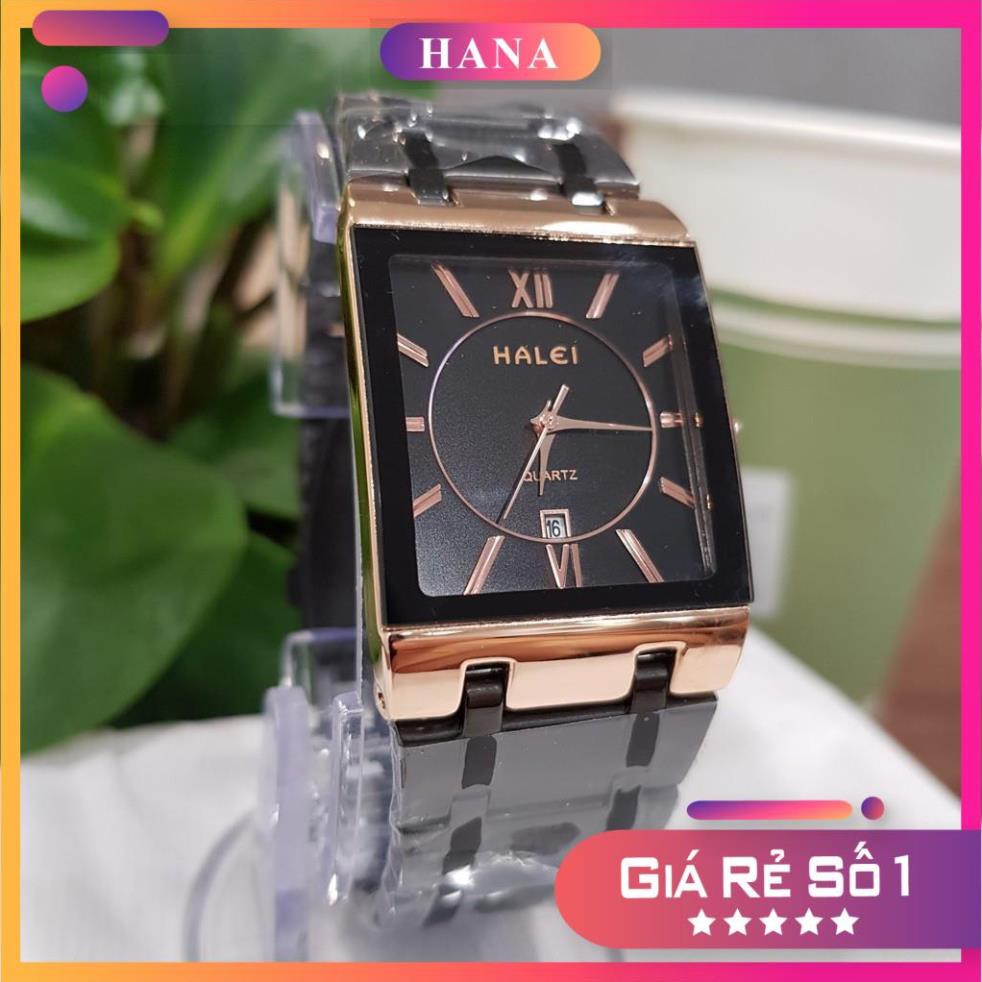 FREE SHIP 99K_Đồng hồ nam HALEI đen mạ đồng CHỐNG NƯỚC CHỐNG XƯỚC TUYỆT ĐỐI