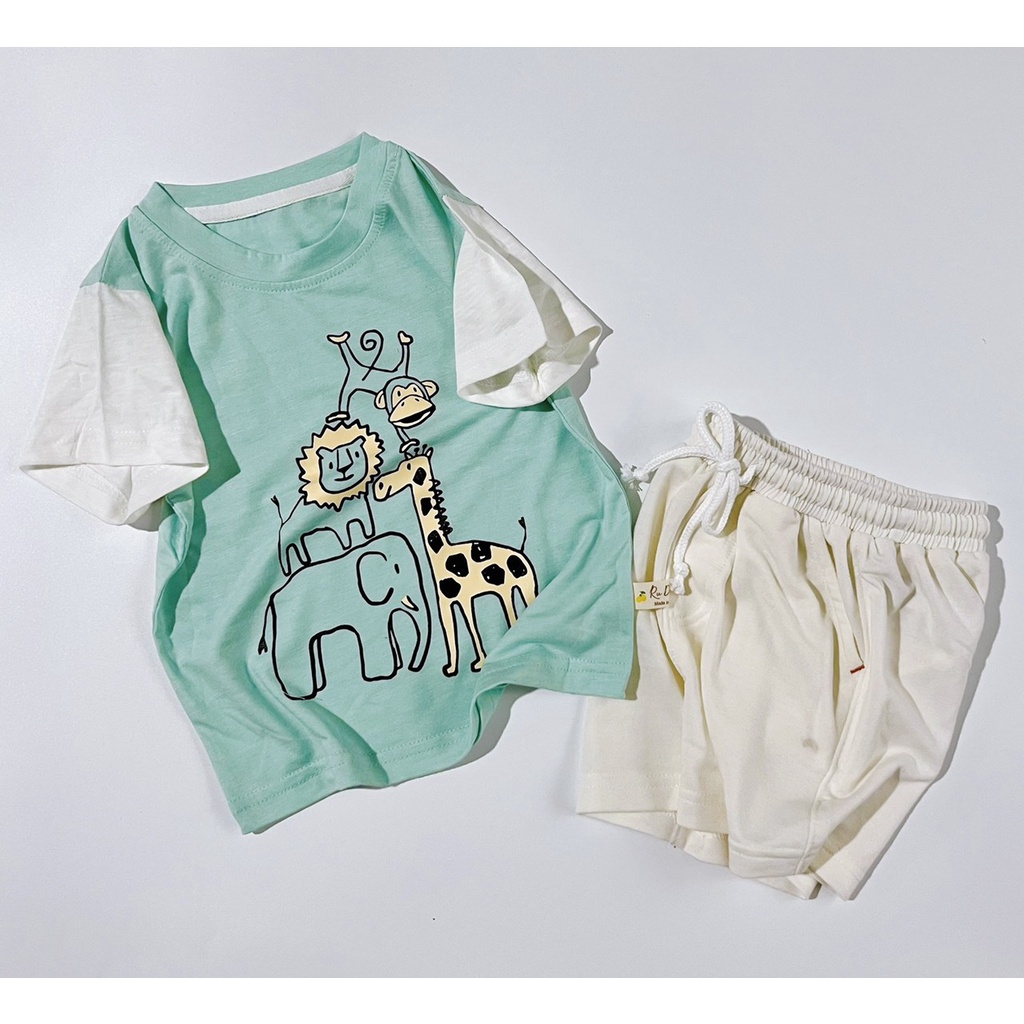 Bộ quần áo cộc tay thun cotton bé trai