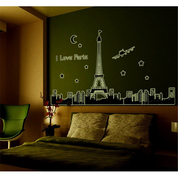 Decal Dán Tường Dạ quang Đêm Paris