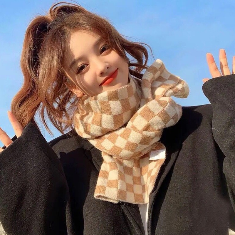 Khăn choàng cổ dệt kim kẻ sọc mềm mại giữ ấm mùa thu đông cho nam và nữ