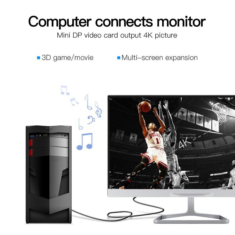 Dây cáp Mini Displayport sang Displayport Vention 4K 60Hz, DP 1.4 hỗ trợ 3D cho Macbook Laptop Pro Air Tuấn Hà Store