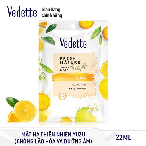 Combo 6 Mặt nạ Thiên nhiên Yuzu Vedette Sáng Khoẻ Tự Nhiên Fresh Nature Sheet Mask