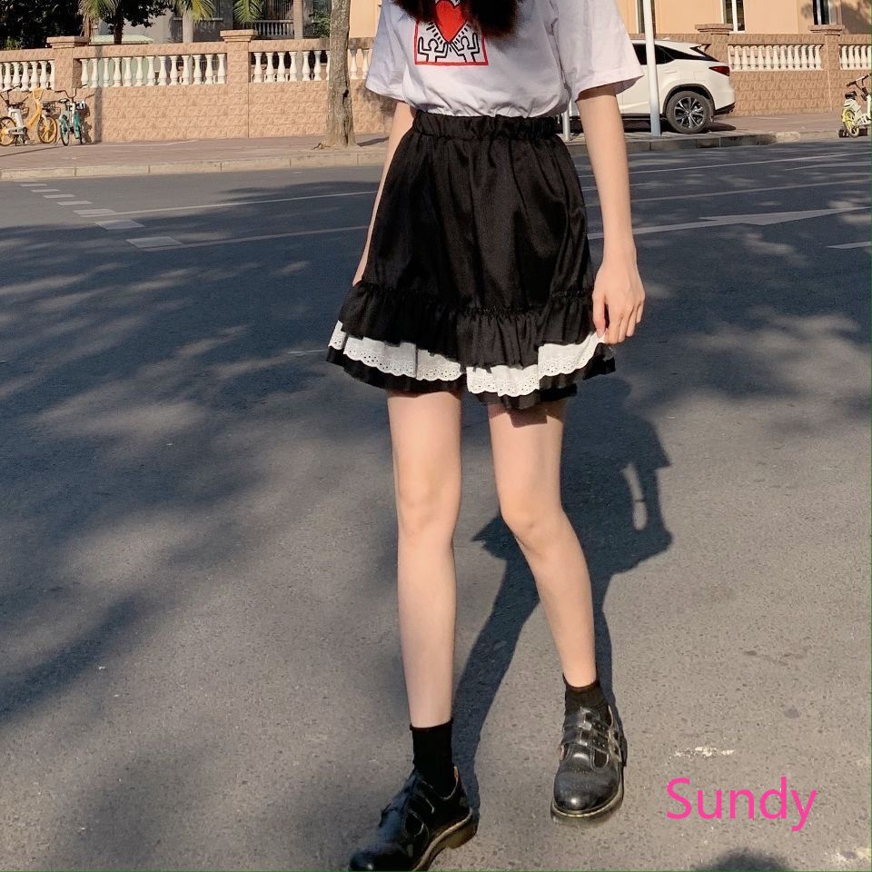 Chân Váy Chữ A Eo Cao Phối Ren Ngọt Ngào Thời Trang Mùa Hè Dành Cho Nữ