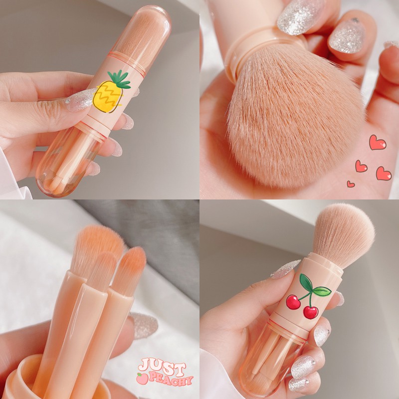 Cọ trang điểm với hai đầu thiết kế 4 trong 1 để bắt sáng cho mắt/ má hồng thu gọn tiện dụng Nội Địa Trung