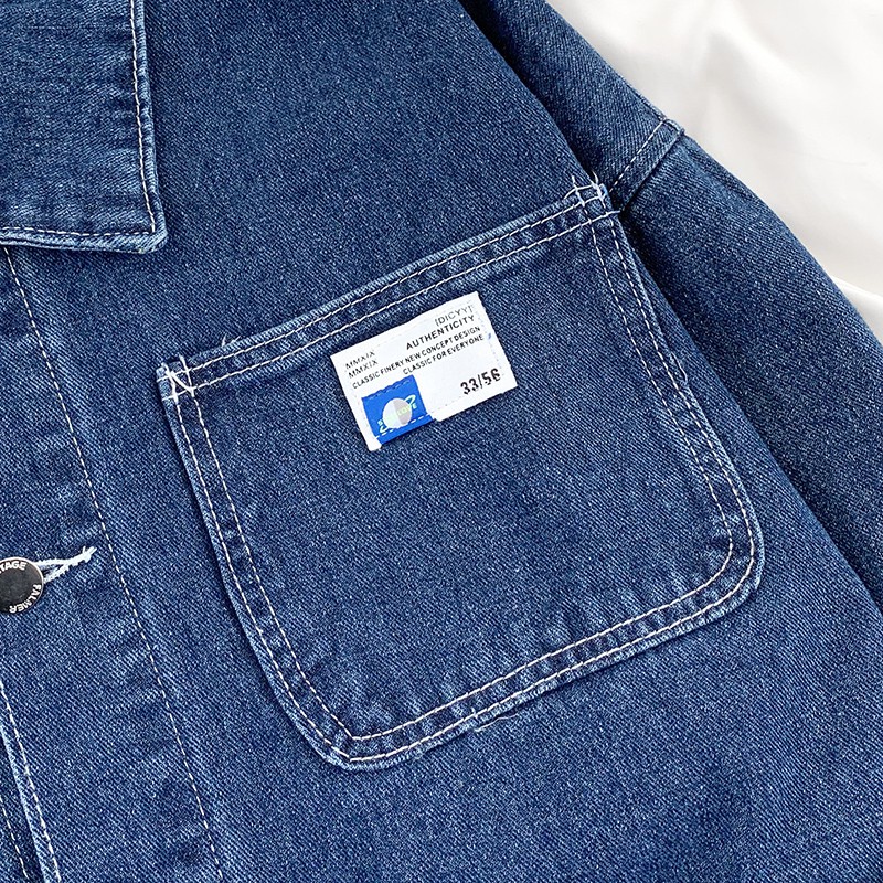 Áo Khoác Denim Dài Tay Cổ Chữ V Màu Trơn 37226