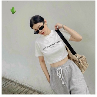 ☘️ Áo thun croptop in chữ thun borip chuẩn đẹp ☘️