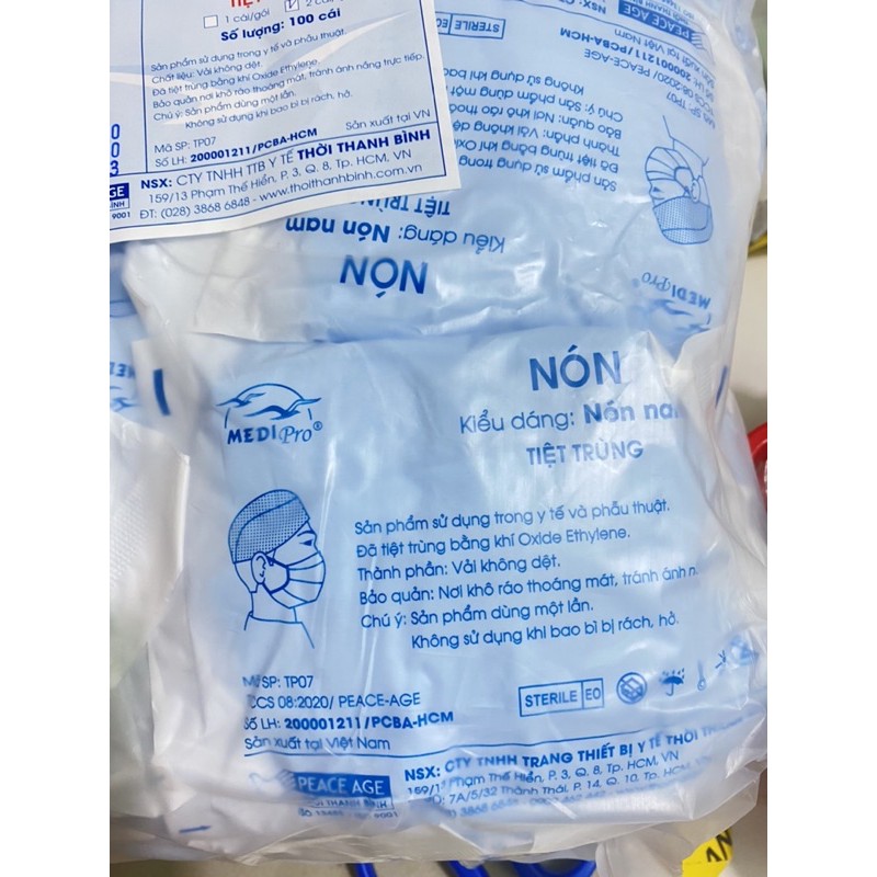 Nón phẫu thuật nam đã tiệt trùng (Gói 100 cái)