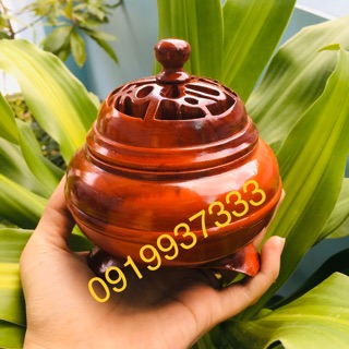Lư xông trầm bằng gỗ cao 12 cm