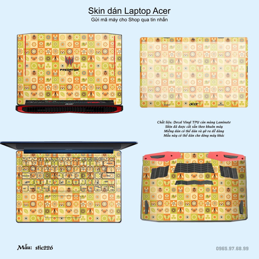 Skin dán Laptop Acer in hình Hoa văn sticker _nhiều mẫu 36 (inbox mã máy cho Shop)