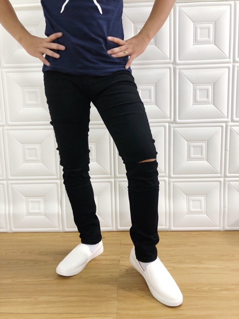 ❌❌( Mã 5677) Quần Jeans Đen Nam Rách Gối | BigBuy360 - bigbuy360.vn