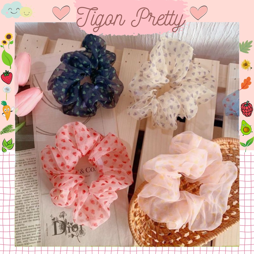 Cột Tóc Vải Scrunchies Nhiều Hình Họa Tiết Cực Xinh Cực Hot (Ngẫu Nhiên)