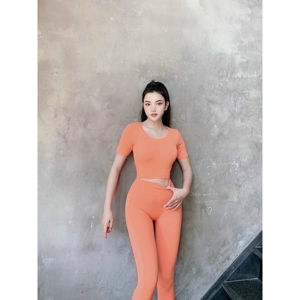 Bộ Quần Áo Thể Thao Tập Gym Yoga Nữ - Set Đồ Tập Thể Thao Dài Mitao Dáng Croptop, Chất Thun Dệt Mềm, Co Dãn