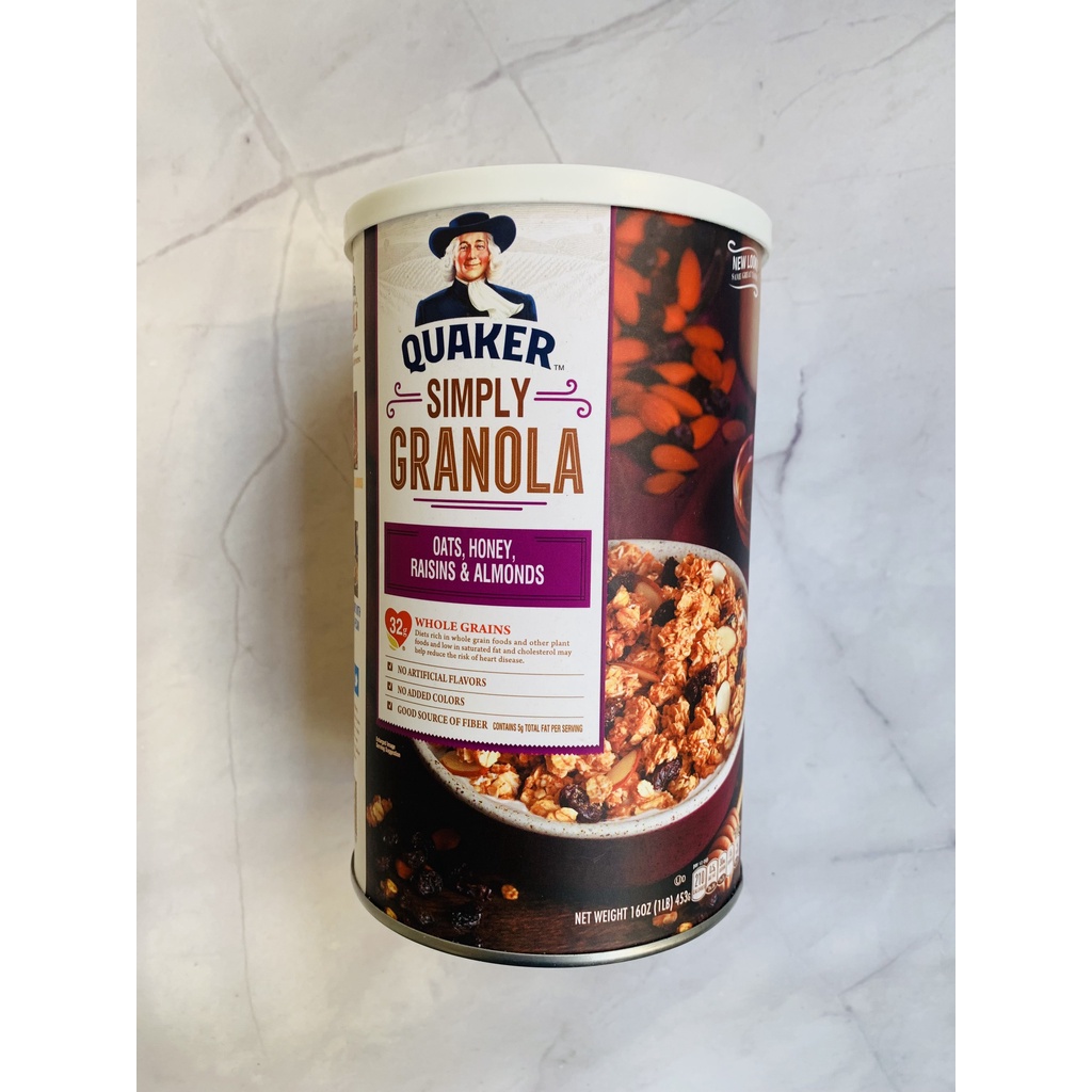 NGŨ CỐC GRANOLA ÔNG GIÀ QUAKER SIMPLY GRANOLA 453GR - Ngũ cốc ăn kiêng Mỹ, ăn liền thơm ngon, mix 4 loại hạt và mật ong