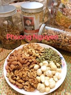 Mix 5 loại hạt (Óc chó, macca, điều, hạnh nhân, bí xanh) 500gr