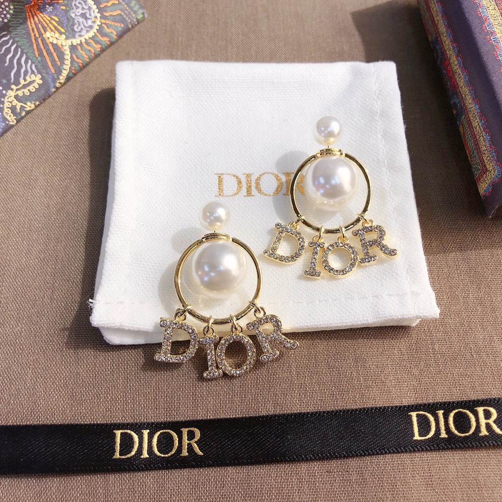 Dior Bông Tai Chữ Cái Đính Ngọc Trai Thời Trang Cho Nữ