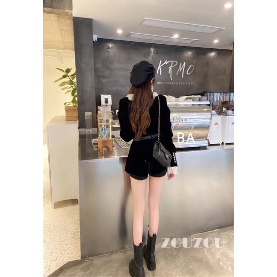 Áo Vest Nhung phối ren QC