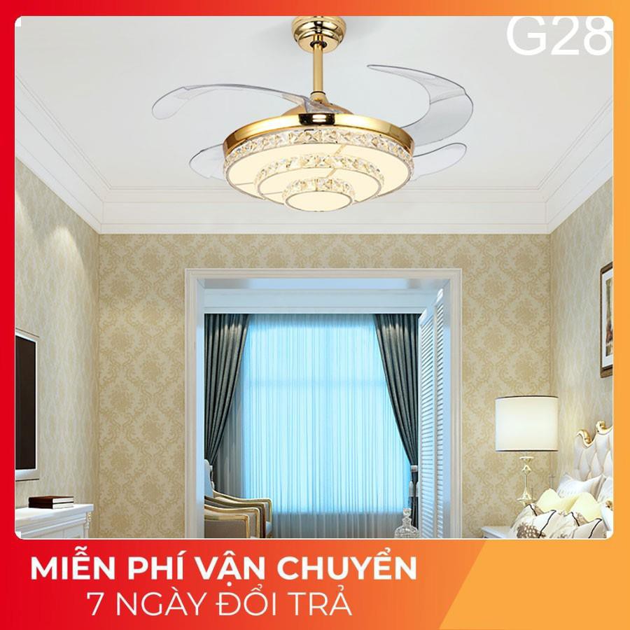 Quạt trần đèn dấu cánh, quạt đèn trang trí cánh xếp G28- quạt cánh cụp cánh xòe 3 chế độ sáng,điều khiển từ xa | BigBuy360 - bigbuy360.vn