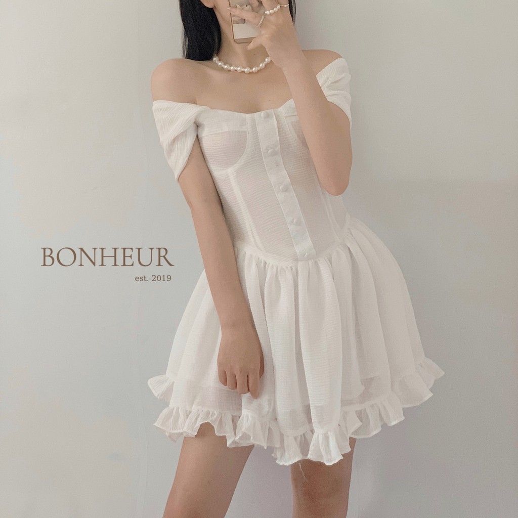 Váy trễ vai đầm công chúa bồng bềnh mặc 2 kiểu phong cách tiểu thư sang chảnh Aurora Dress