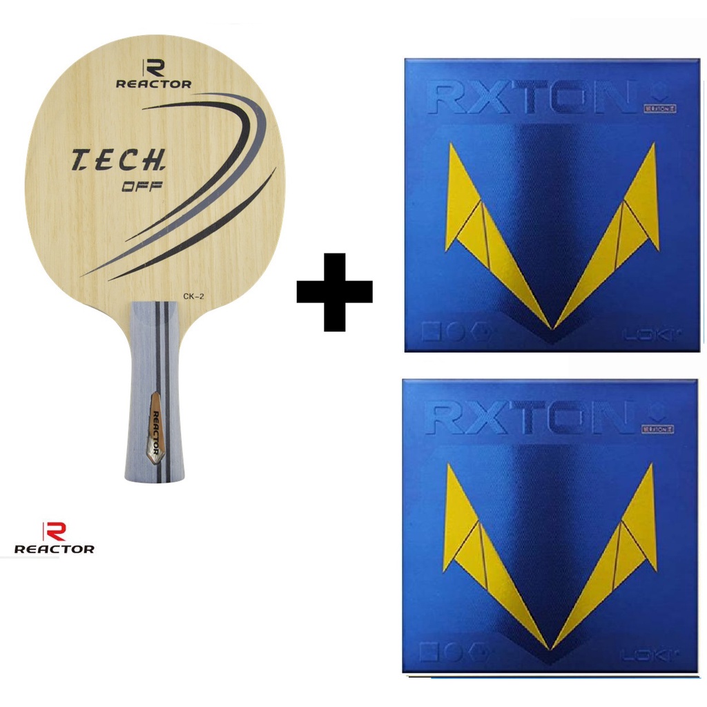 Combo vợt bóng bàn gồm cốt vợt REACTOR CK2 TECH OFF và hai mặt vợt LOKI RXTON 5