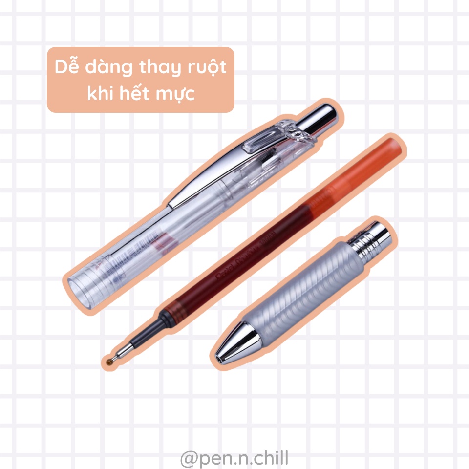Bút Gel Pentel Energel Infree Trong Suốt Phong Cách Tối Giản - Cỡ ngòi 0.5mm
